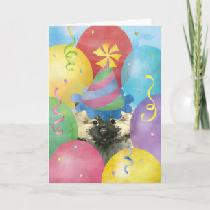 Carte Keeshond Balloons Anniversaire