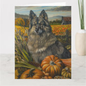 Carte Keeshond Chien automne récolte Thanksgiving (Devant)