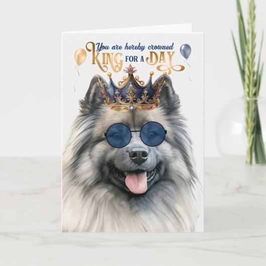 Carte Keeshond chien roi pour jour drôle anniversaire (Devant)