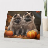 Carte Keeshond Chiot Automne Citrouille délice (Devant)