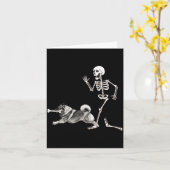 Carte Keeshond et squelette Halloween drôles (Fleur jaune)