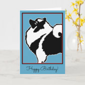 Carte Keeshond Graphics - Cute Original Chig Art (Fleur jaune)