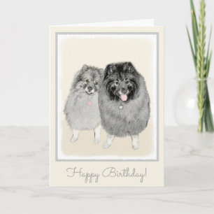 Carte Keeshond Mom and Son Painting - Original Dog Art