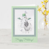 Carte Keeshond Noël Snowman Peinture Chien Art (Fleur jaune)