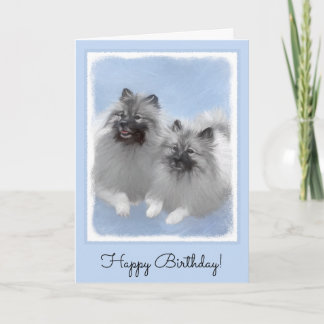 Carte Keeshond Paire de Kees Peinture Art animal origina