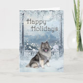 Carte Keeshond Winter Holiday (Devant)