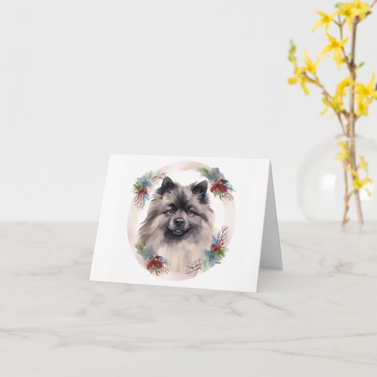 Carte Keeshony Christmas Wreath Festive Pup (Fleur jaune)