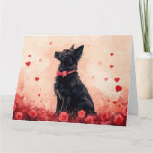 Carte Kelpie australien avec des roses - Saint-Valentin (Devant)