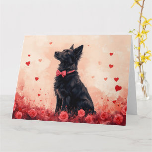 Carte Kelpie australienne avec Roses - Saint Valentin