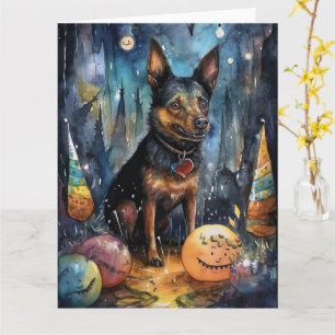 Carte Kelpie australienne d'Halloween avec la peur Citro