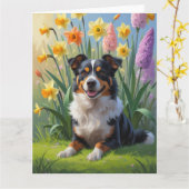 Carte Kelpie australienne Fleurs de printemps de chien P (Fleur jaune)