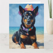 Carte Kelpie australienne sur la plage, cadeau d'été amo (Devant)