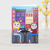 Carte Kerri Ambrosino Art Greeting Card Cats Café (Fleur jaune)