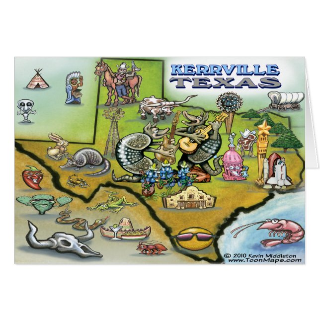 Carte Kerrville TEXAS Tee (Devant horizontal)