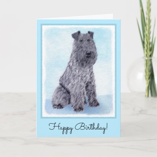 Carte Kerry Blue Terrier peinture mignonne Chien d'origi (Devant)