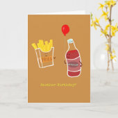 Carte Ketchup offrant un ballon à des frites.  (Fleur jaune)