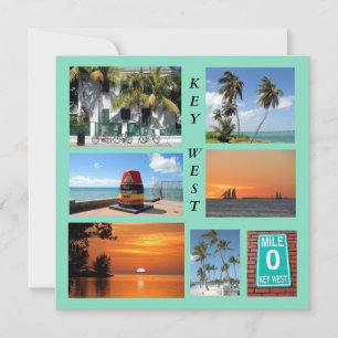 Carte Key West historique, Floride Flat Card