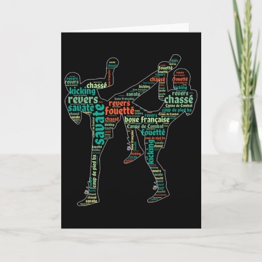 Carte Kickboxing Boxer Boxing Shoe Kicking Savate Word C (Devant)