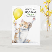 Carte Kids 6th Birthday Cute Cartoon Cat with Name (Fleur jaune)