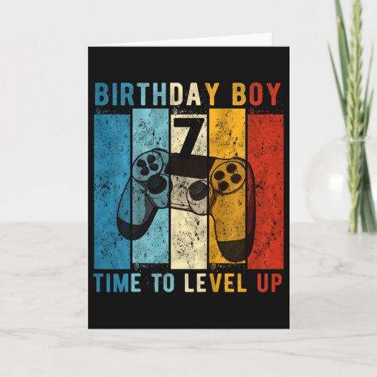 Carte Kids 7 Year Old Birthday Boy 7 Time To Level Up 7t (Devant)