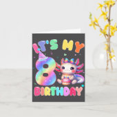 Carte Kids 8 Year Old Bday Cute Axolotl It's My 8th Birt (Fleur jaune)