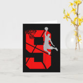 Carte Kids 9 Year Old 9th Basketball Birthday PartyTheme (Fleur jaune)