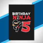 Carte Kids Birthday Ninja<br><div class="desc">This Birthday Ninja 5 makes a parfaite venin pour une fête de cinq ans à l'ancienne. "It feese the Japanese Symbole for Ninjutsu with a cartoon ninja doing a karate kick that the birthday or girl will love" This ninja birthday design for boys and girls is a perfect fit for...</div>