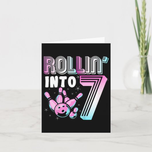 Carte Kids Bowler Rollin’ Into 7 Bowling 7e anniversaire (Devant)