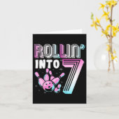 Carte Kids Bowler Rollin’ Into 7 Bowling 7e anniversaire (Fleur jaune)
