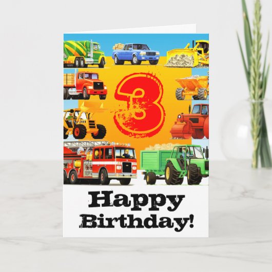 Carte Kids Construction Truck 3rd Birthday (Devant)