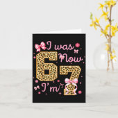 Carte Kids I Was 6 Now I'm 7 Leopard Coquette Bow Birthd (Fleur jaune)