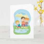 Carte Kids Science Nature Study in Rain (Fleur jaune)