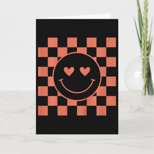 Carte Kids Youth Checkered Retro Valentine Smile Face  (Devant)