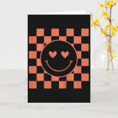 Carte Kids Youth Checkered Retro Valentine Smile Face  (Fleur jaune)