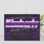 Carte Kimberly Name Prénom lila retro Map Anniversaire (Debout devant)