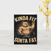 Carte Kinda Fit Sorta Fat - Funny Gym Bear Weightlifting (Fleur jaune)