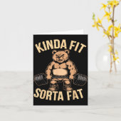 Carte Kinda Fit Sorta Fat - Funny Gym Bear Weightlifting (Fleur jaune)