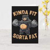 Carte Kinda Fit Sorta Fat Funny Gym Bear Weightlifting W (Fleur jaune)