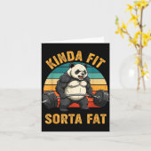 Carte Kinda Fit Sorta Fat Funny Gym Panda Weightlifting  (Fleur jaune)
