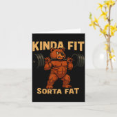 Carte Kinda Fit Sorta Fat Strong Cartoon Bear Gym Funny (Fleur jaune)