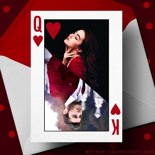 Carte King & Queen of Hearts Red Photo Saint Valentin