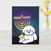 Carte KiniArt Bichon Chandelier de Hanukkah (Fleur jaune)