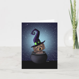 Carte KiniArt Goldendoodle Witch Halloween