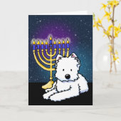 Carte KiniArt Westie Hanoukka Menorah (Fleur jaune)