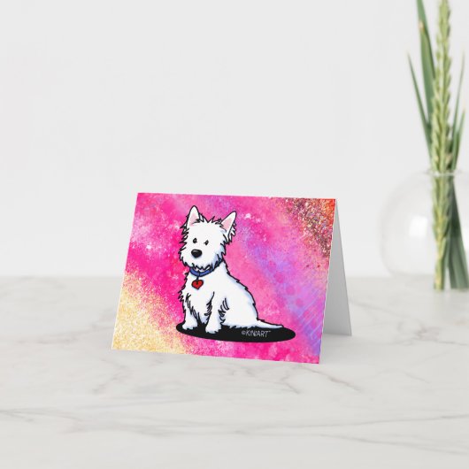 Carte KiniArt Westie rose note (Devant)