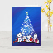Carte KiniArt Westie Terriers Christmas Card (Fleur jaune)