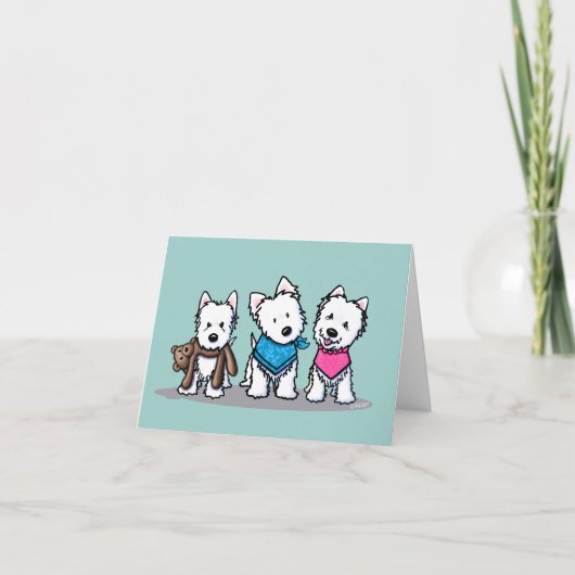 Carte KiniArt Westie Trio Note (Devant)