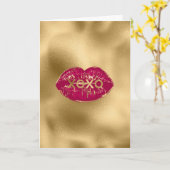 Carte Kiss Red Lips Gold Glitter XOXO (Fleur jaune)
