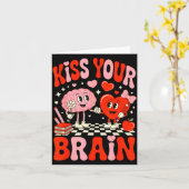 Carte Kiss Your Brain Women Valentine's Day Retro School (Fleur jaune)