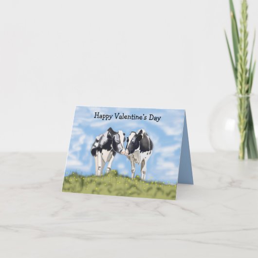 Carte Kissing Cows editable Valentine’s (Devant)